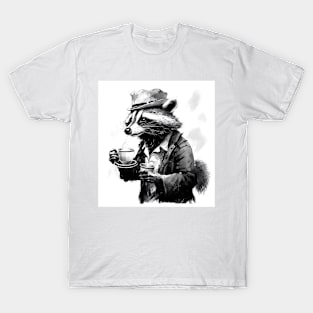 Raccoon in gentleman hat coffee lover T-Shirt